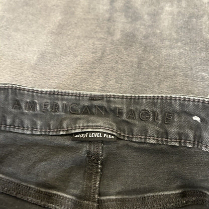 American Eagle Jeans Mens 32x32" Black Straight Denim Pants Distressed Ripped