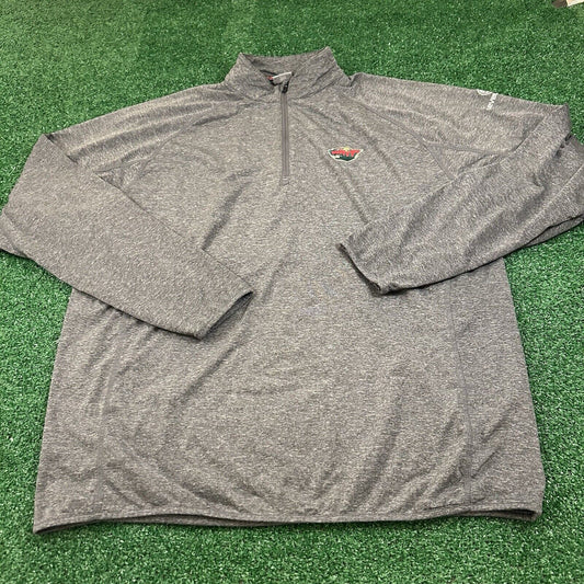 Minnesota Wild Sweater Mens Extra Large Gray Pullover Sweatshirt 1/4 Zip NHL