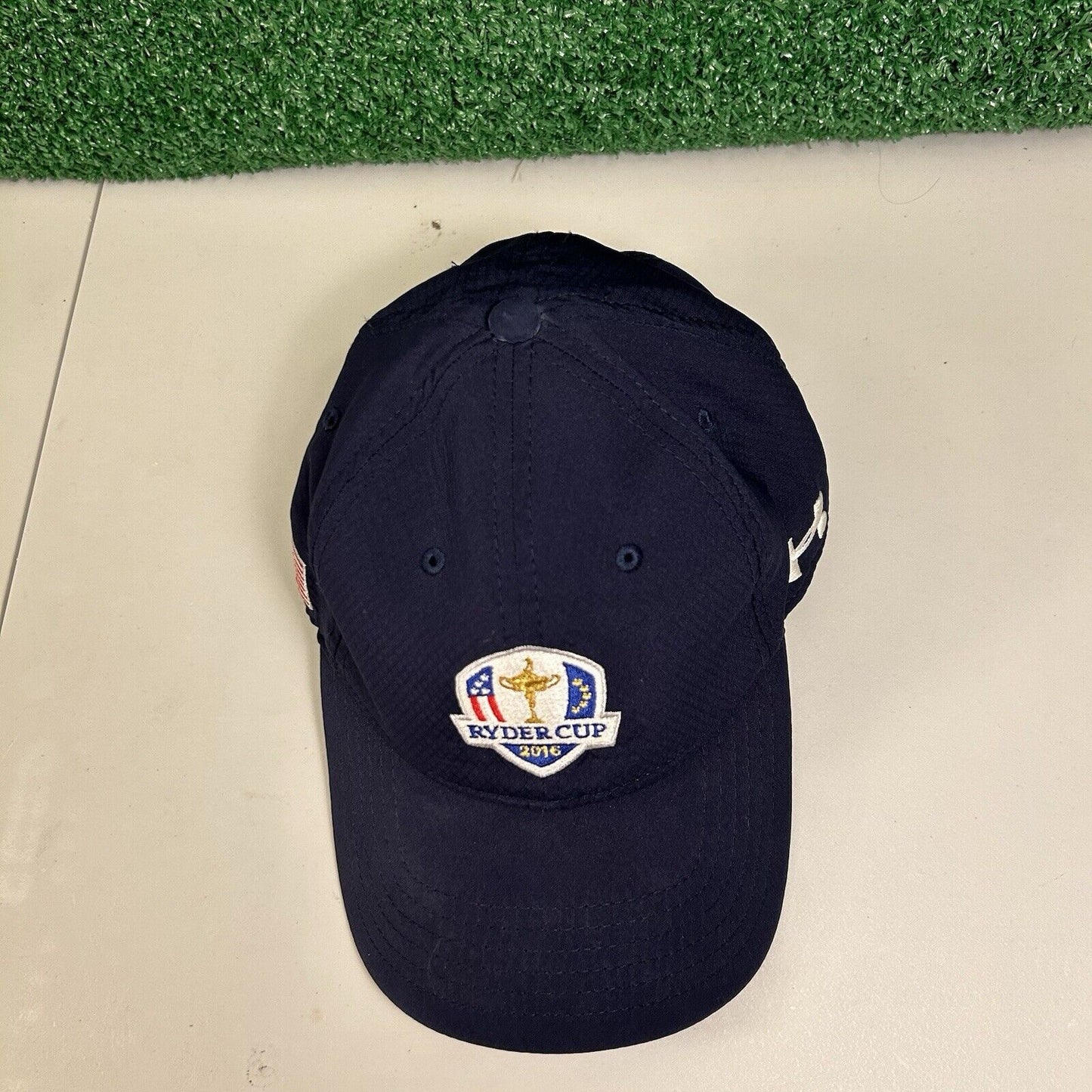 Ryder Cup Golf Hat Cap Mens Strapback Navy Under Armour 2016 USA Flag Adjustable