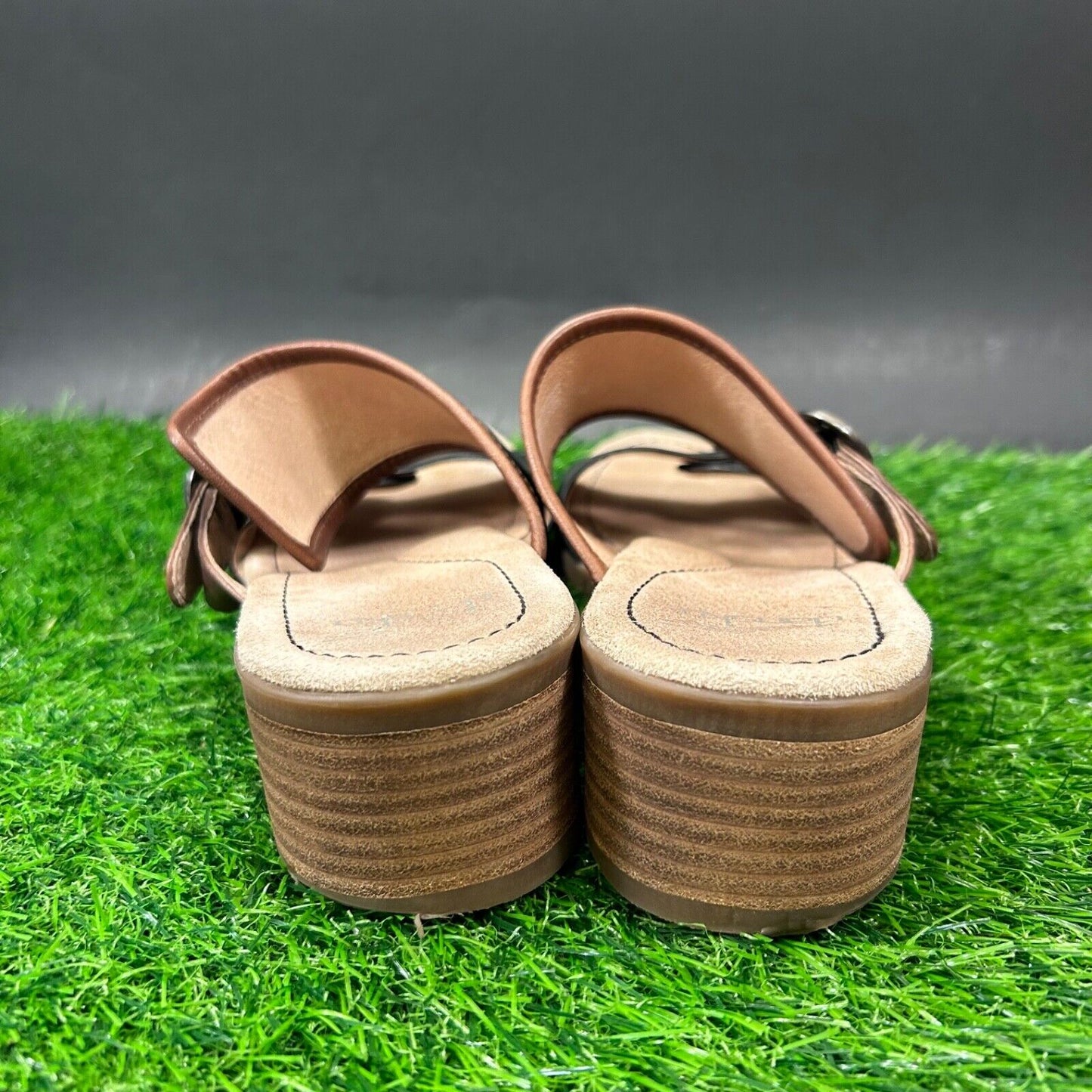 Dansko Lenny Sandals Womens 10.5 Black Brown Leather Double Strap Casual Comfort