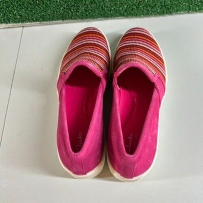 Clarks Layton Petal Sneakers Comfort Shoes Platform Pink Stripe Easter Womens 10
