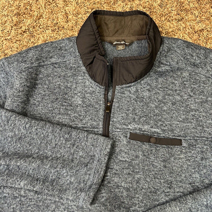 Eddie Bauer Fleece Sweater Mens XXL 2XL Blue Pullover Quarter Zip Outdoor