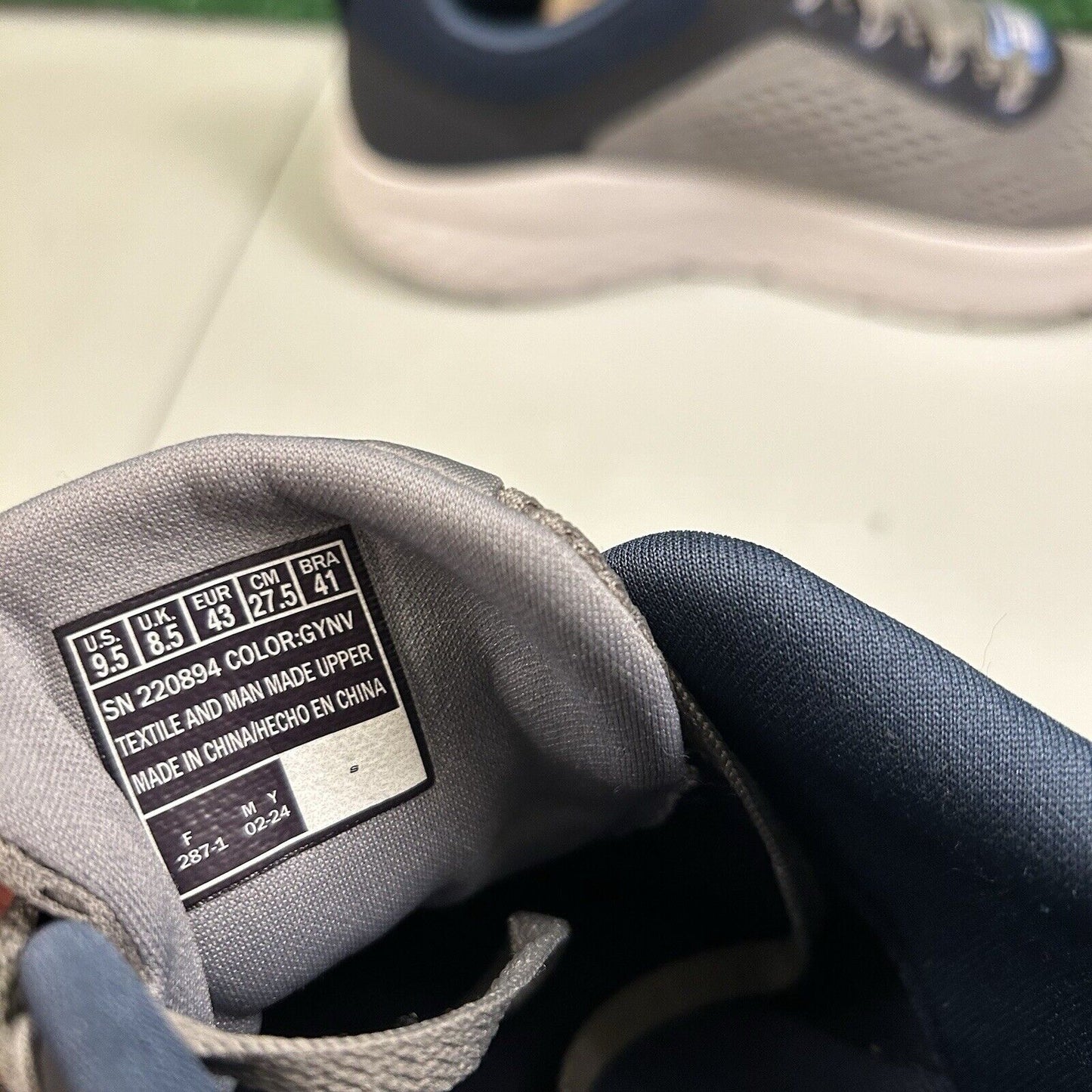 Skechers Go Run Lite Mens 9.5 Gray Navy Shoes Sneaker Athletic Comfort NEW