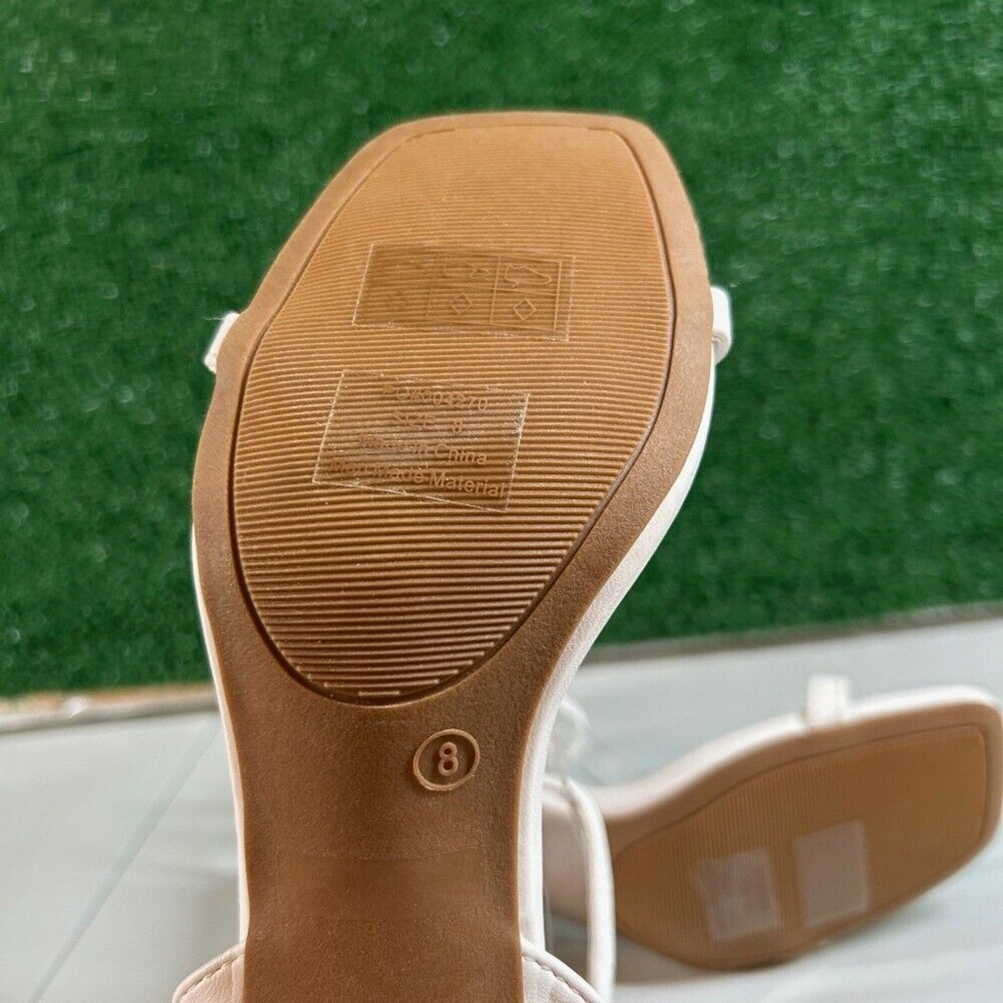 Journee Collection White Sandals Block Heel Ankle Strap Square Toe Womens 8