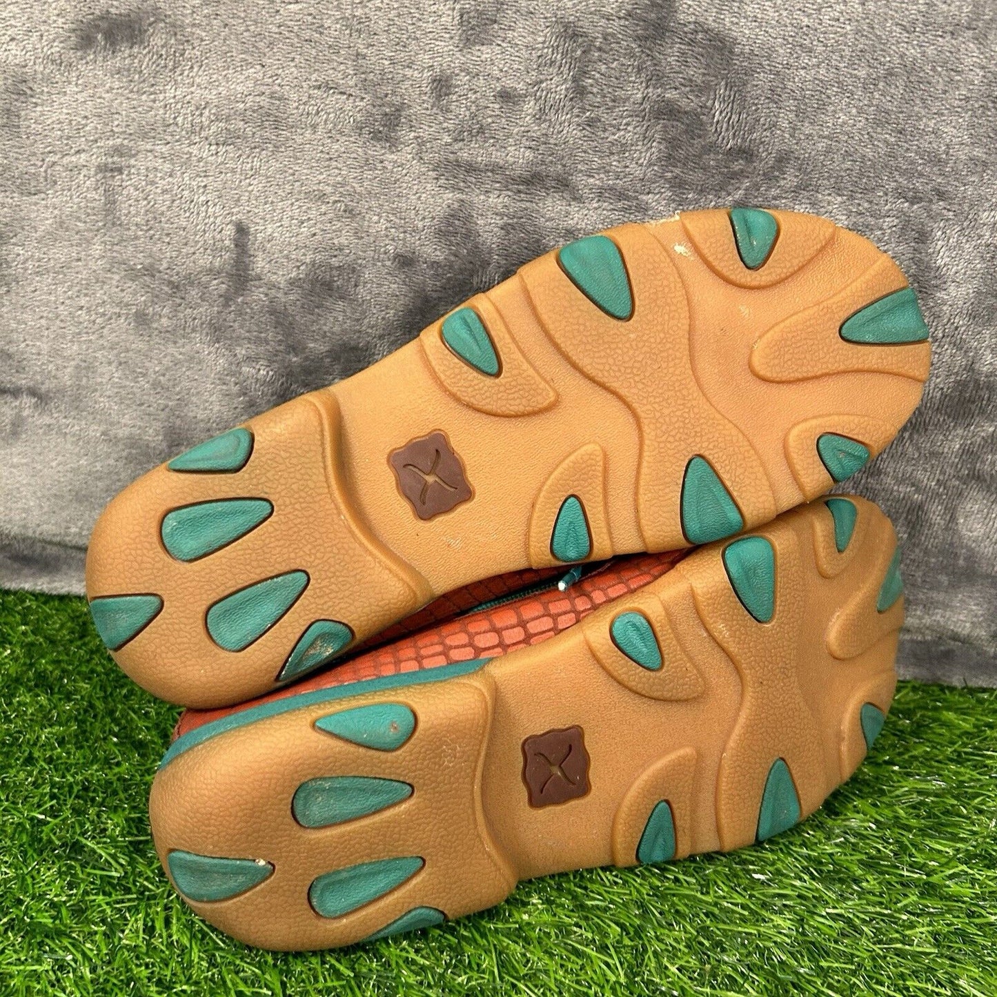 Twisted X Loafers Womens 7.5 M Red Blue Leather Boat Shoes crocodile Print Lace