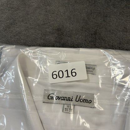 Giovanni Uomo Dress Shirt Mens 18.5 34/35 White Button Up Long Sleeve Formal