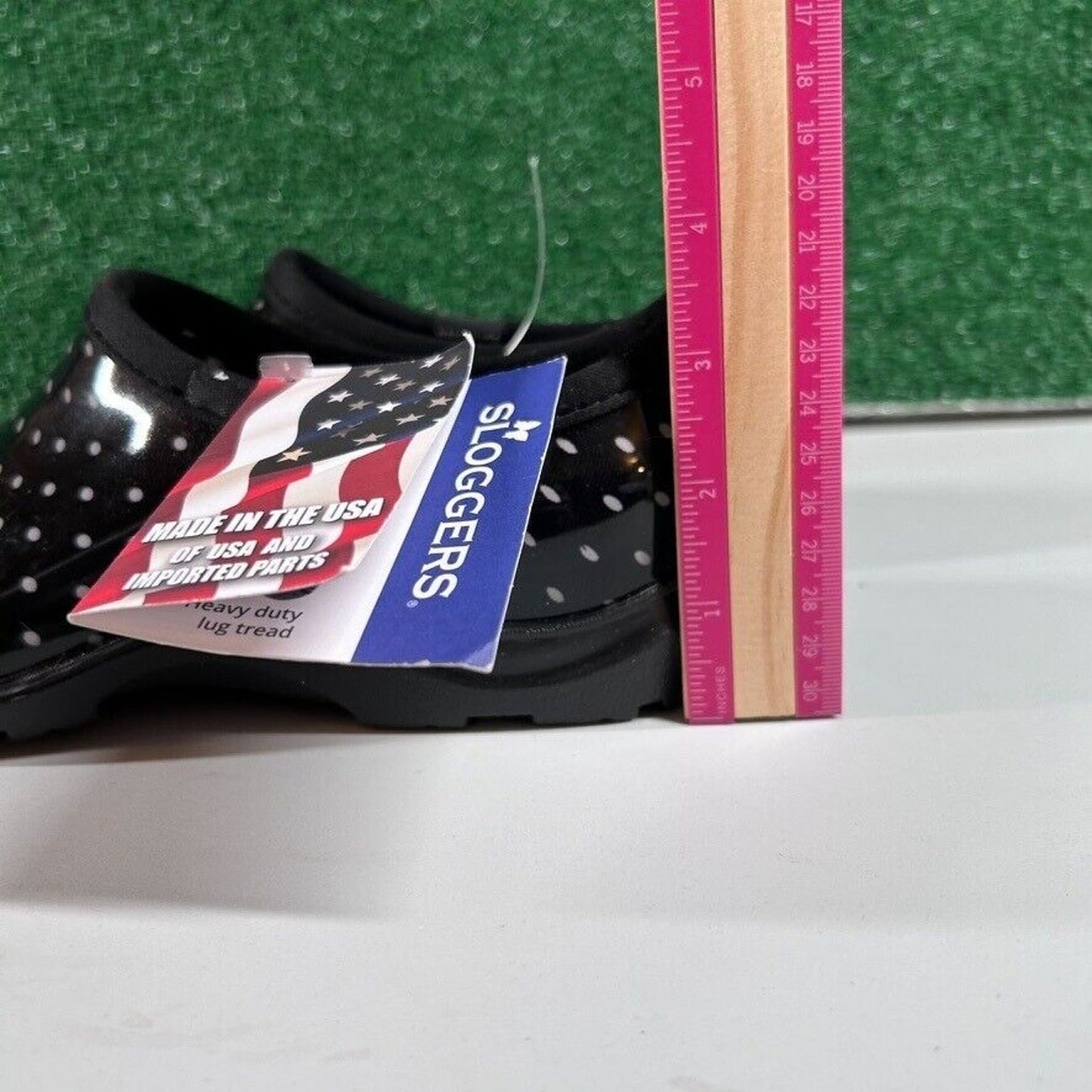 Sloggers Waterproof Garden Shoes Clogs Polka Dot Rain Shoe Black White Womens 10