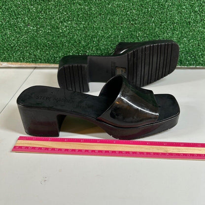 Steve Madden Harlin Platform Sandals Block Heel Slide On Mule Black Womens 9