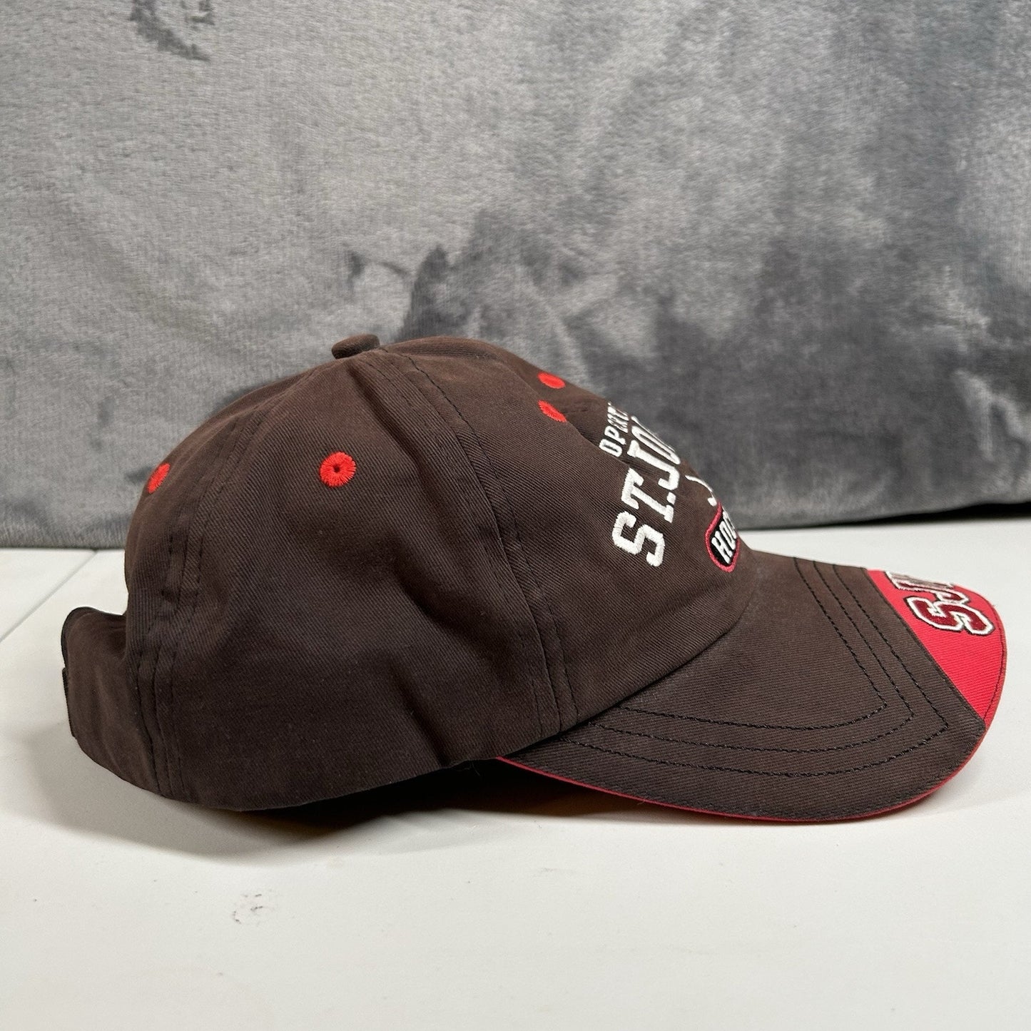 St Johns Hockey Hat Cap Mens Strap Back Brown Red College University Adjustable