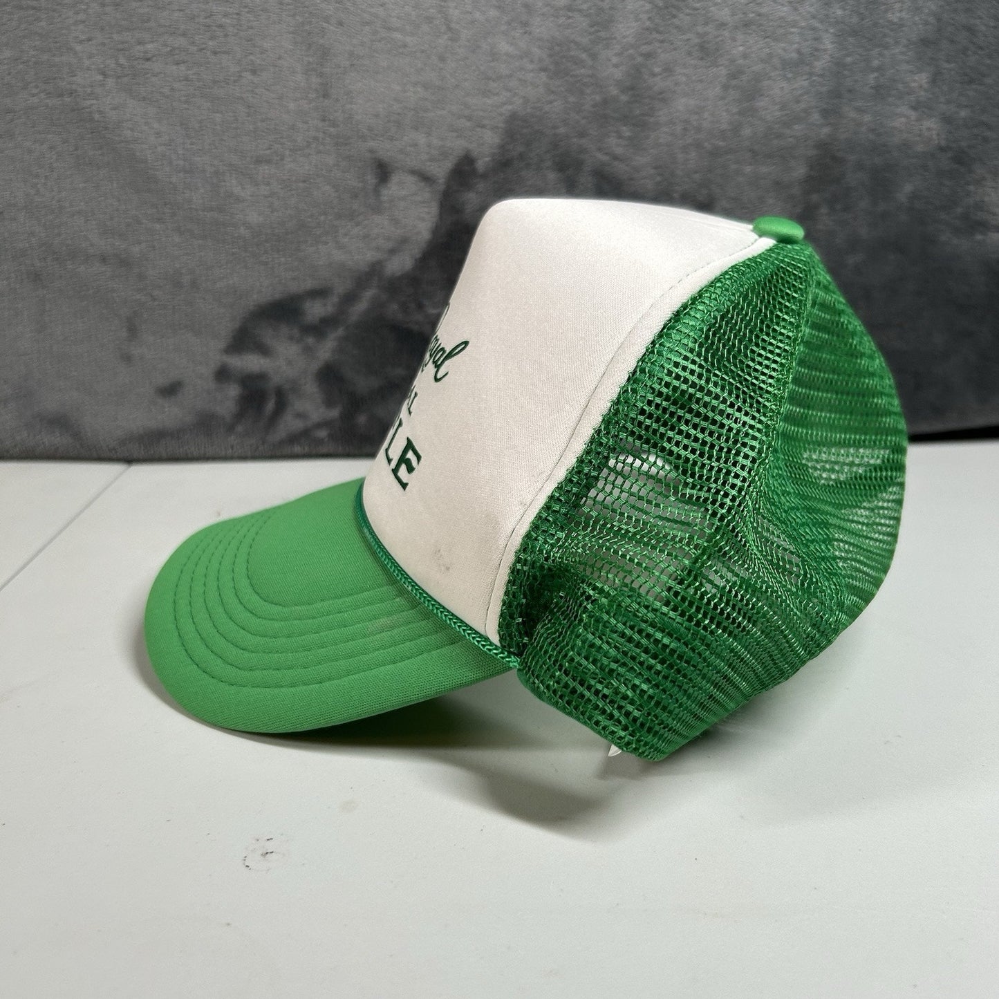 Crown Royal Regal Apple Trucker Hat Cap Mens Snapback Green White Y2K Foam Rope