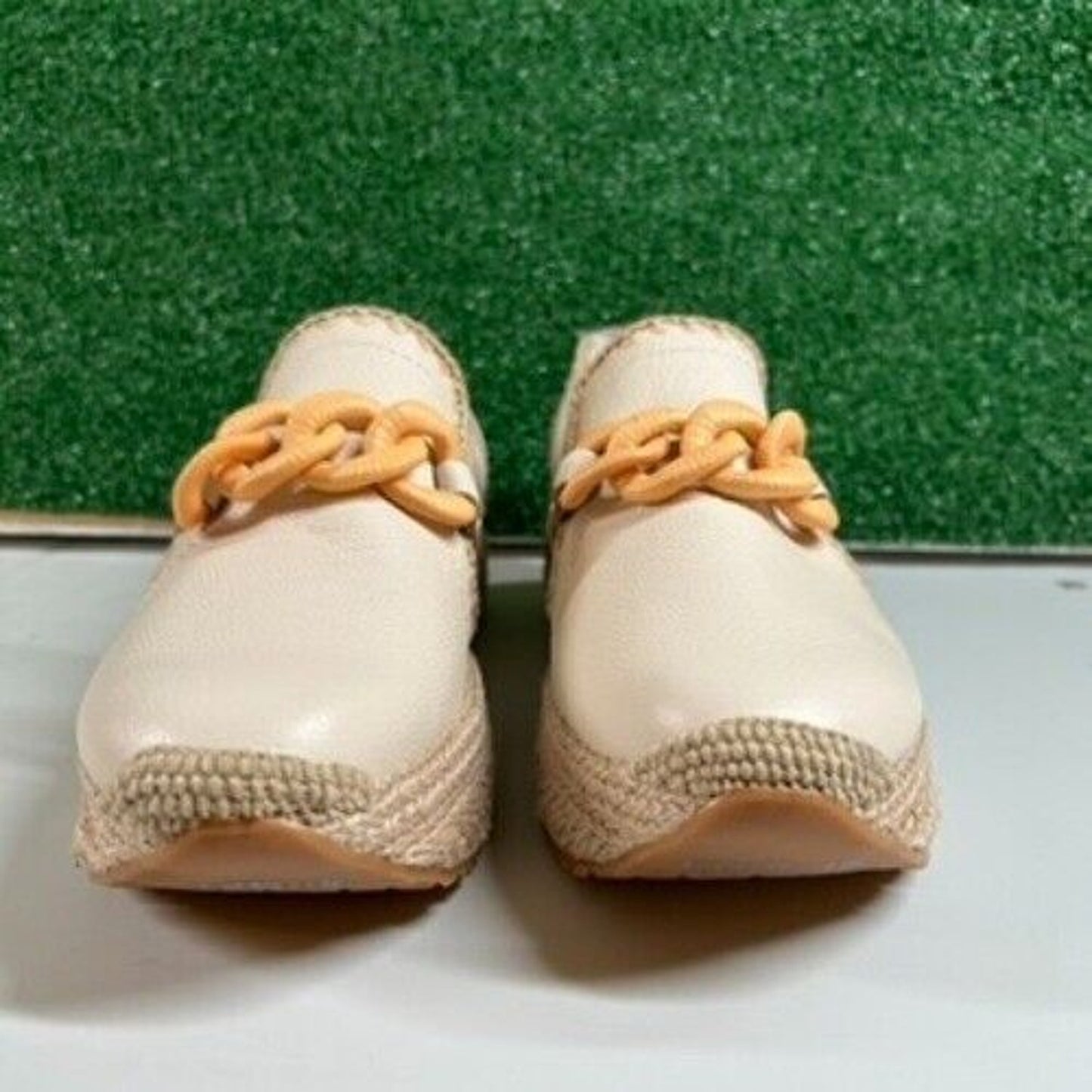 Dolce Vita Jhenee Espadrille Platform Sneaker Chain Slip On Shoes Beige Women 10