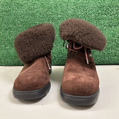 Sorel Combat Ankle Boots Womens 6.5 M Brown Leather Outdoor Fur Trim Comfort