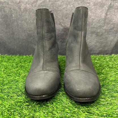Toms Esme Boots Womens 9.5 Black Leather Ankle Booties Casual Block Heel Chelsea