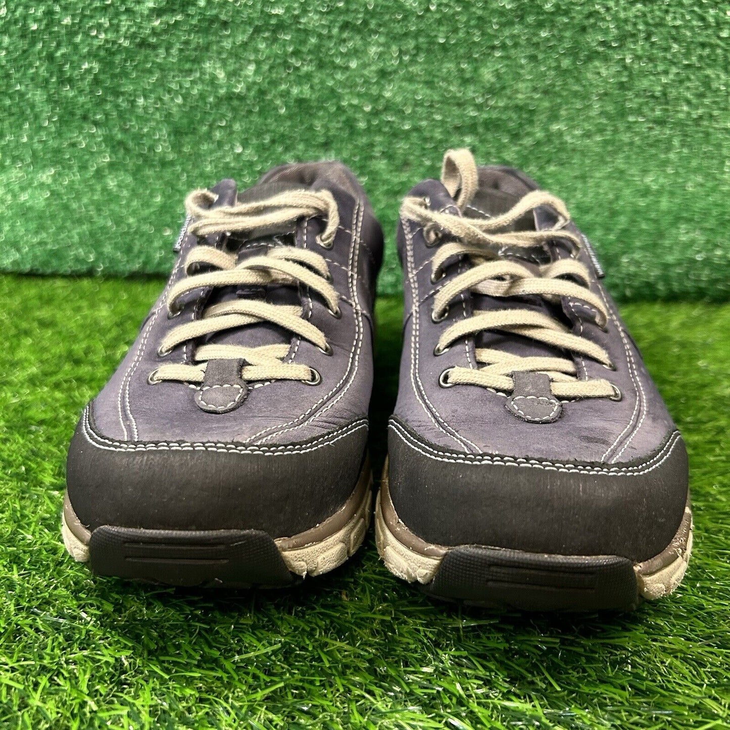 Clarks Wave Walk Womens 8.5 N Blue Beige Leather Shoes Sneakers Hiking Outdoor