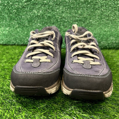 Clarks Wave Walk Womens 8.5 N Blue Beige Leather Shoes Sneakers Hiking Outdoor