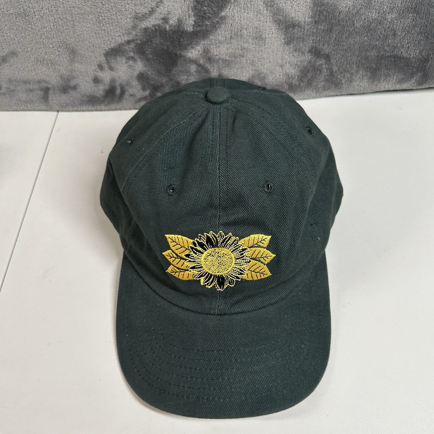 Natural Americna Spirit Hat Cap Adult Strap Back Green Yellow Flower Adjustable