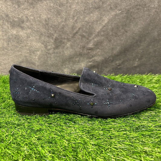 Donald Pliner Loafer Womens 6.5 M Blue Shoe Suede Leather Slip On Studded Luxxsp