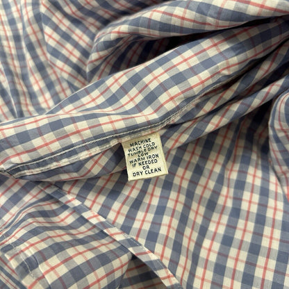 Fairway Greene Shirt Mens Large Blue White Red Check Button Up Long Sleeve Golf
