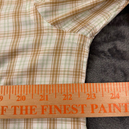 Peter Millar Shirt Mens Large Brown White Plaid Button Up Long Sleeve Casual