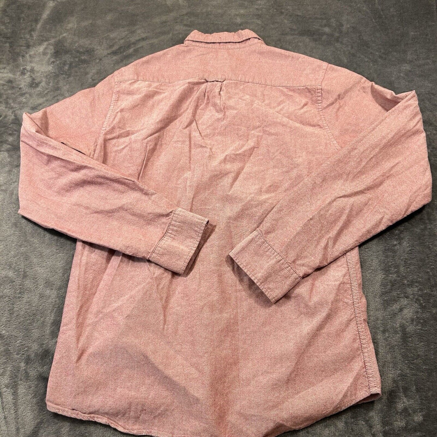 Primark Shirt Mens Medium Red Button Up Long Sleeve Slim Fit 15.5 Work Casual