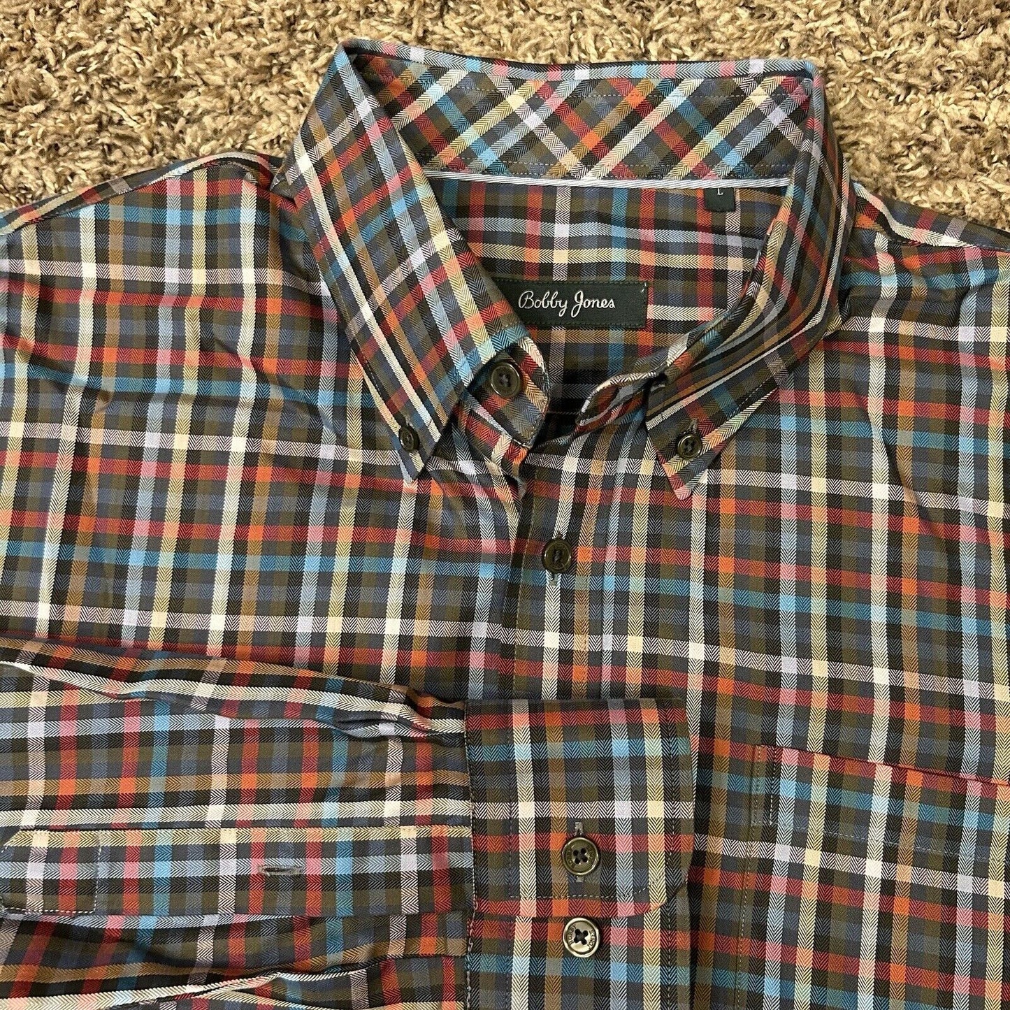 Bobby Jones Shirt Mens Large Multicolor Plaid Button Up Long Sleeve Casual