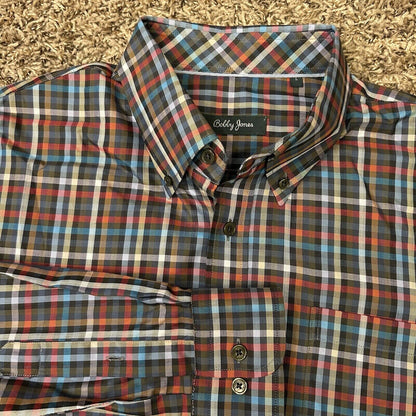 Bobby Jones Shirt Mens Large Multicolor Plaid Button Up Long Sleeve Casual