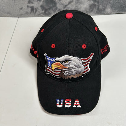 Eagle Usa Baseball Hat Cap Mens Strap Back Black Red Patriotic Troops Adjustable