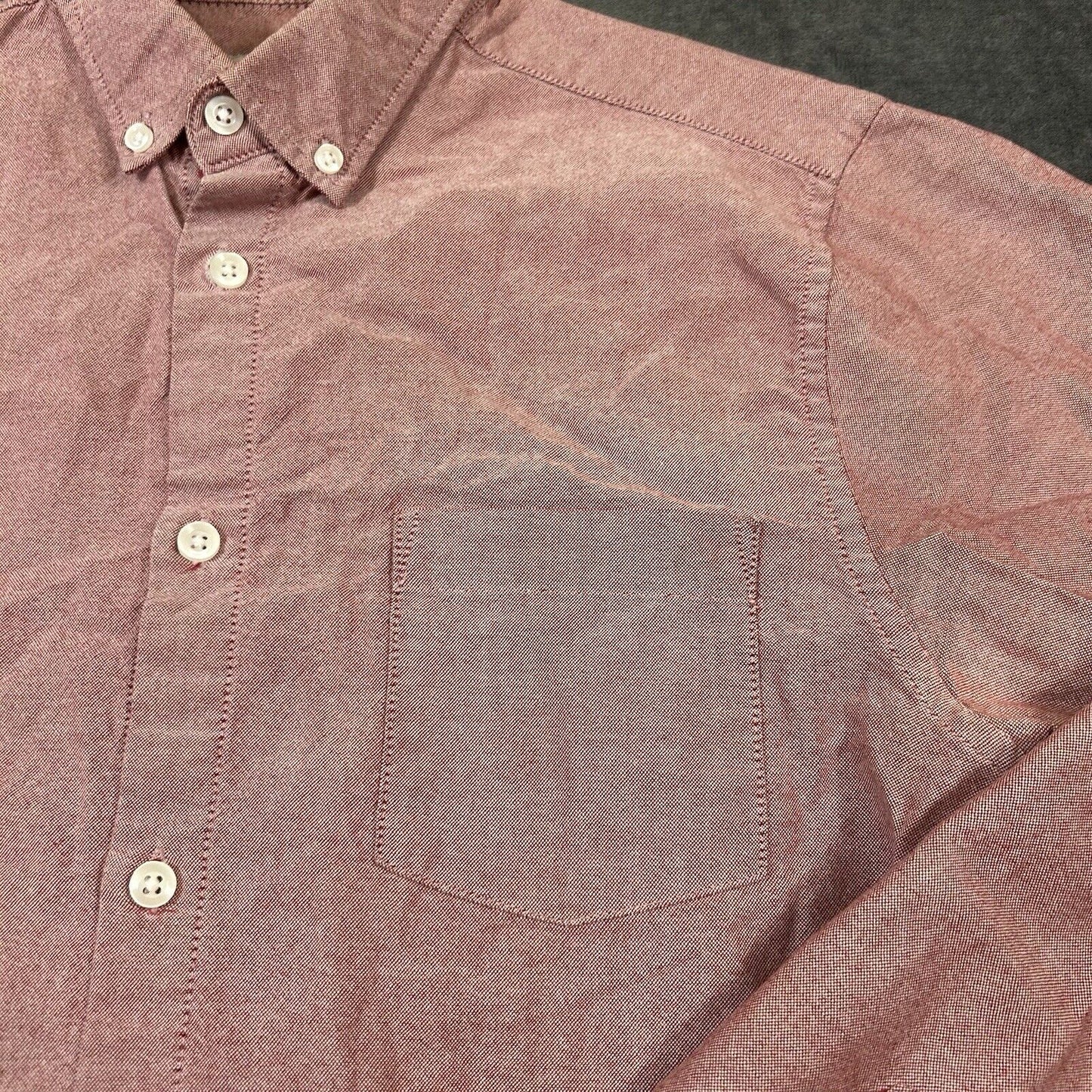 Primark Shirt Mens Medium Red Button Up Long Sleeve Slim Fit 15.5 Work Casual