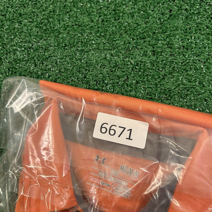 Under Armour Polo Shirt Mens Medium Orange Short Sleeve Golf Athletic Heatgear