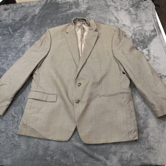 Lauren Ralph Lauren Suit Jacket Mens 46 R Brown Black Houndstooth 100% Wool