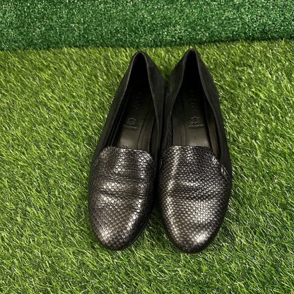 Ecco Touch Ballerina 2.0 Flats Womens 7 M Black Leather Shoes Slip On Comfort