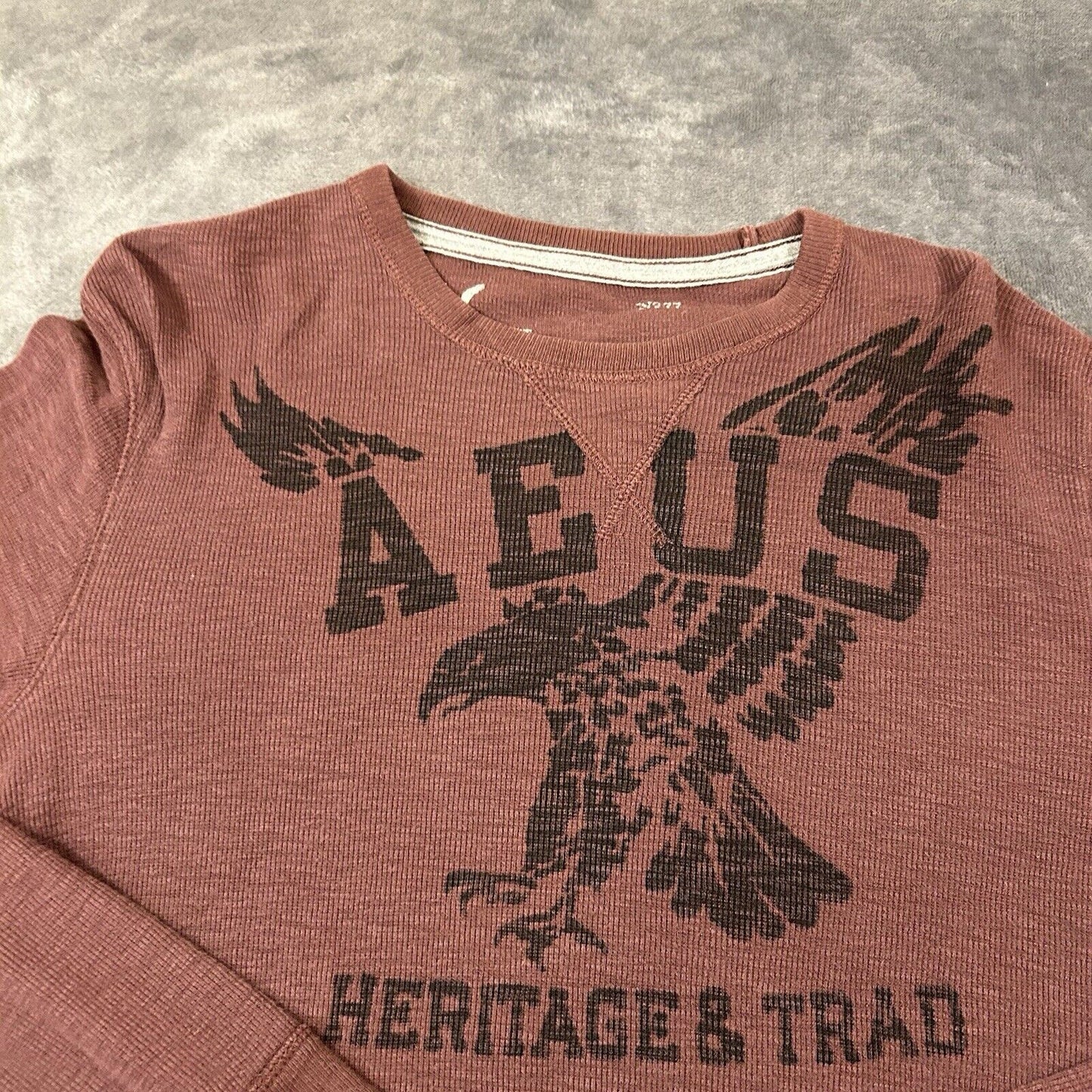 American Eagle Shirt Mens Small Maroon Vintage Fit Knit Long Sleeve Outdoor