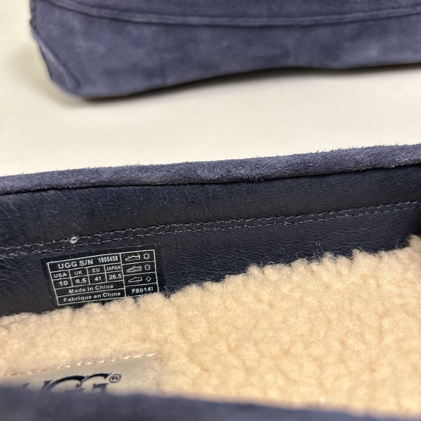 Ugg Ansley Moccasins Womens 10 M Blue Suede Slippers Casual Comfort Fur Warm