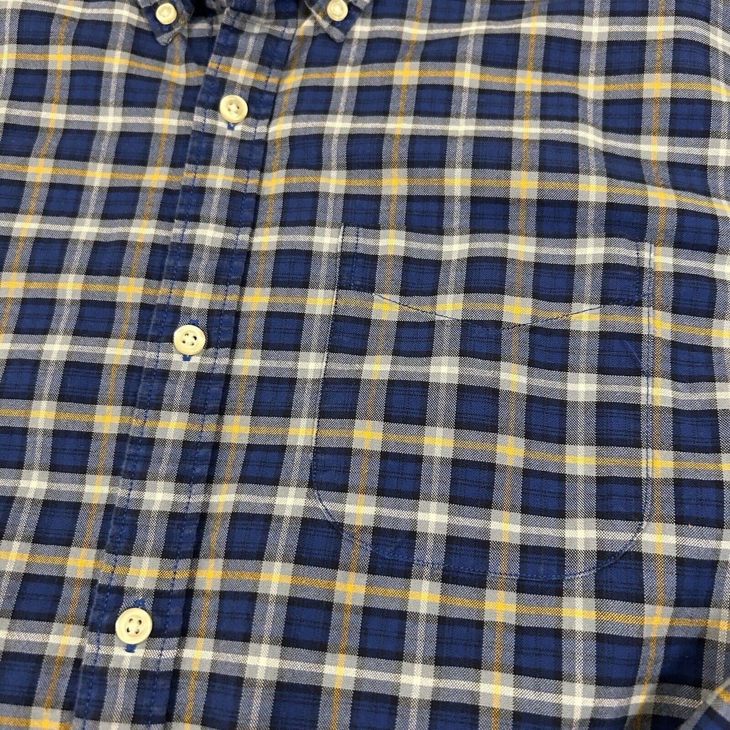 Gap Shirt Mens Extra Large Blue Yellow Plaid Button Up Long Sleeve Work Colorful
