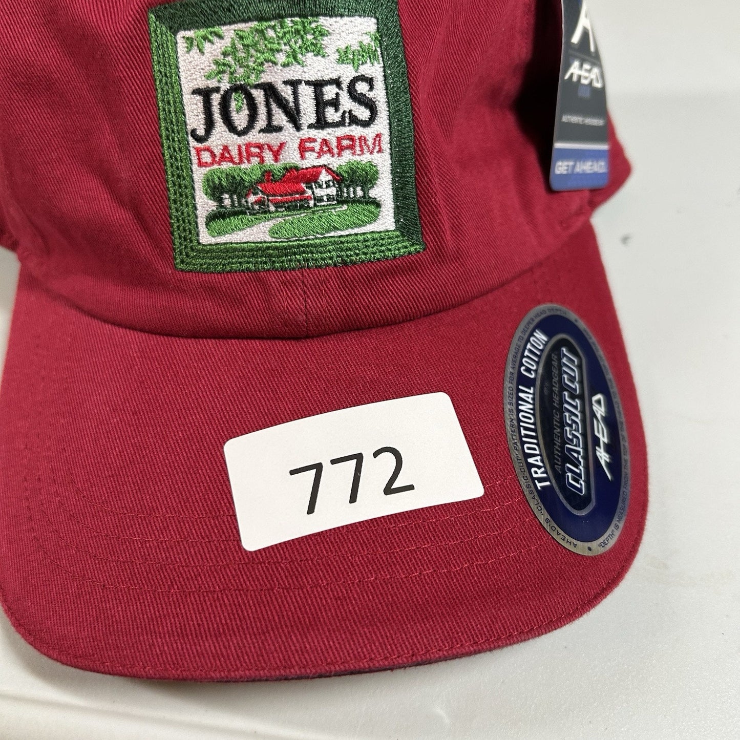 Jones Dairy Farm Hat Cap Mens Strap Back Red Classic Cut Ahead Vintage New