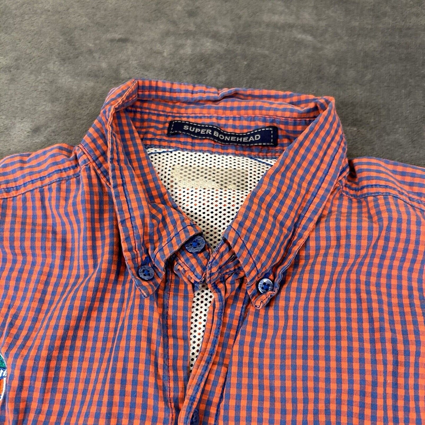 Columbia Florida Gators Shirt Mens Extra Large Orange Blue Check Super Bonehead