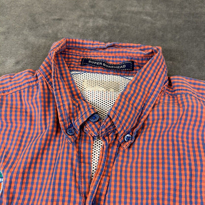 Columbia Florida Gators Shirt Mens Extra Large Orange Blue Check Super Bonehead