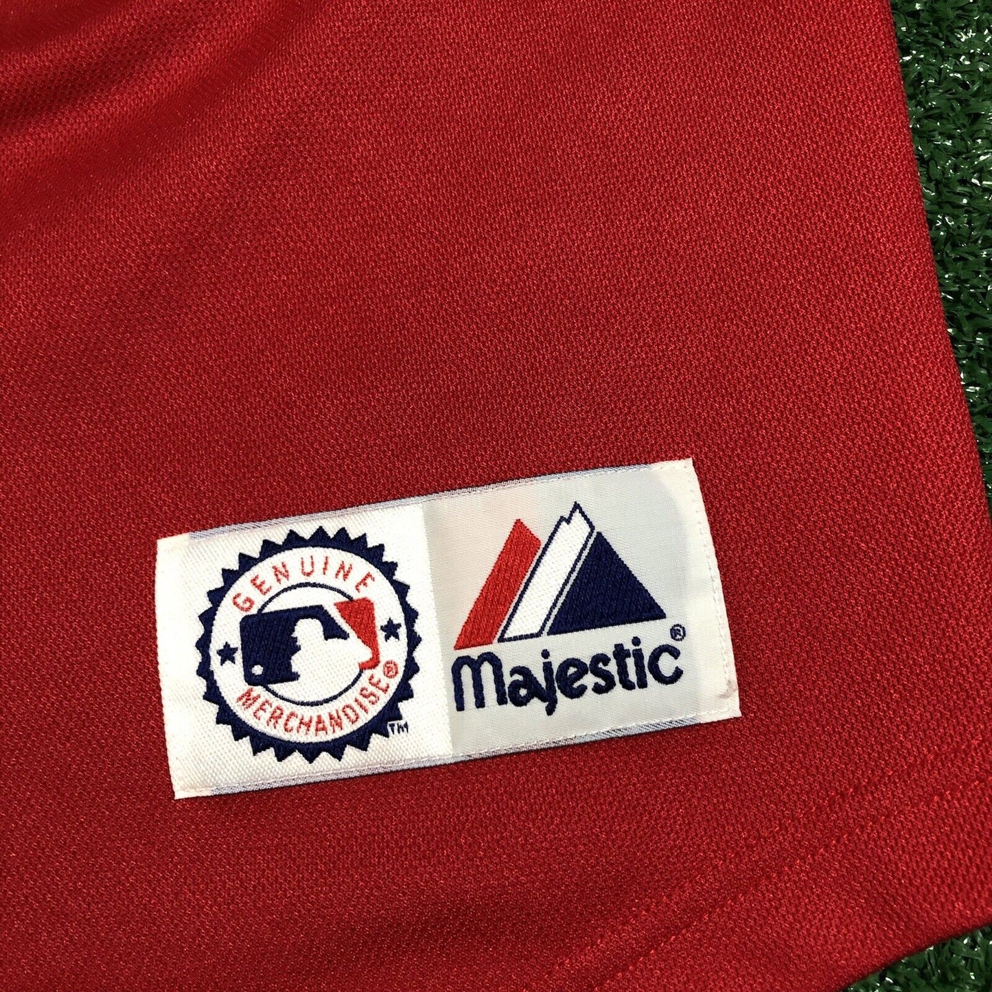 St Louise Cardinals Jersey Mens Extra Large Red Navy Short Sleeve MLB Majestic