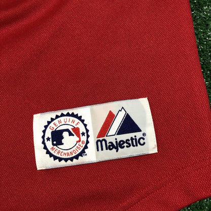 St Louise Cardinals Jersey Mens Extra Large Red Navy Short Sleeve MLB Majestic