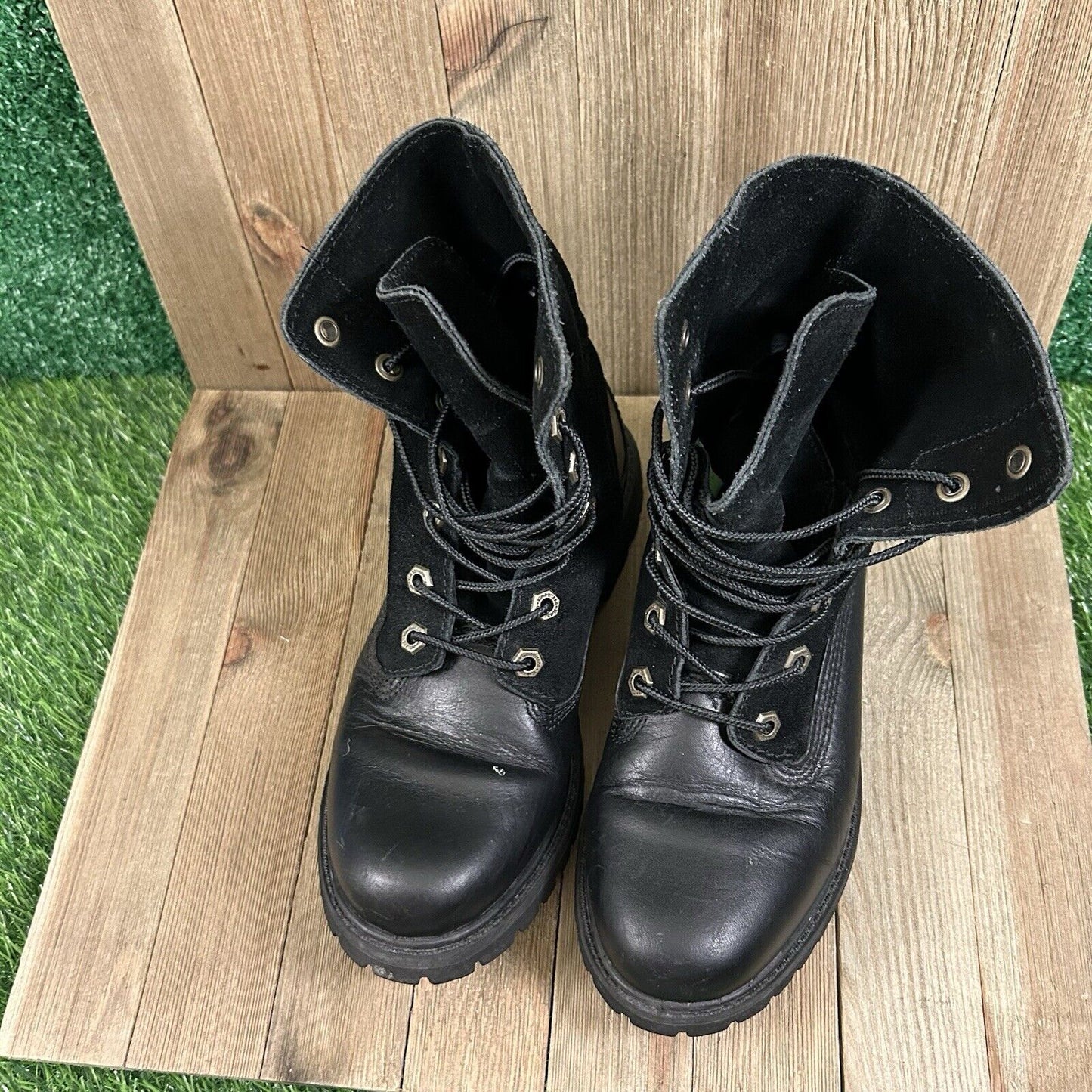 Timberland Authentics Boots Womens 6 M Black Ankle Leather Outdoor Lace Up