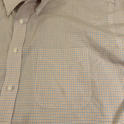 Jos a Bank Shirt Mens Extra Large Blue Orange Check Button Up Short Sleeve Work