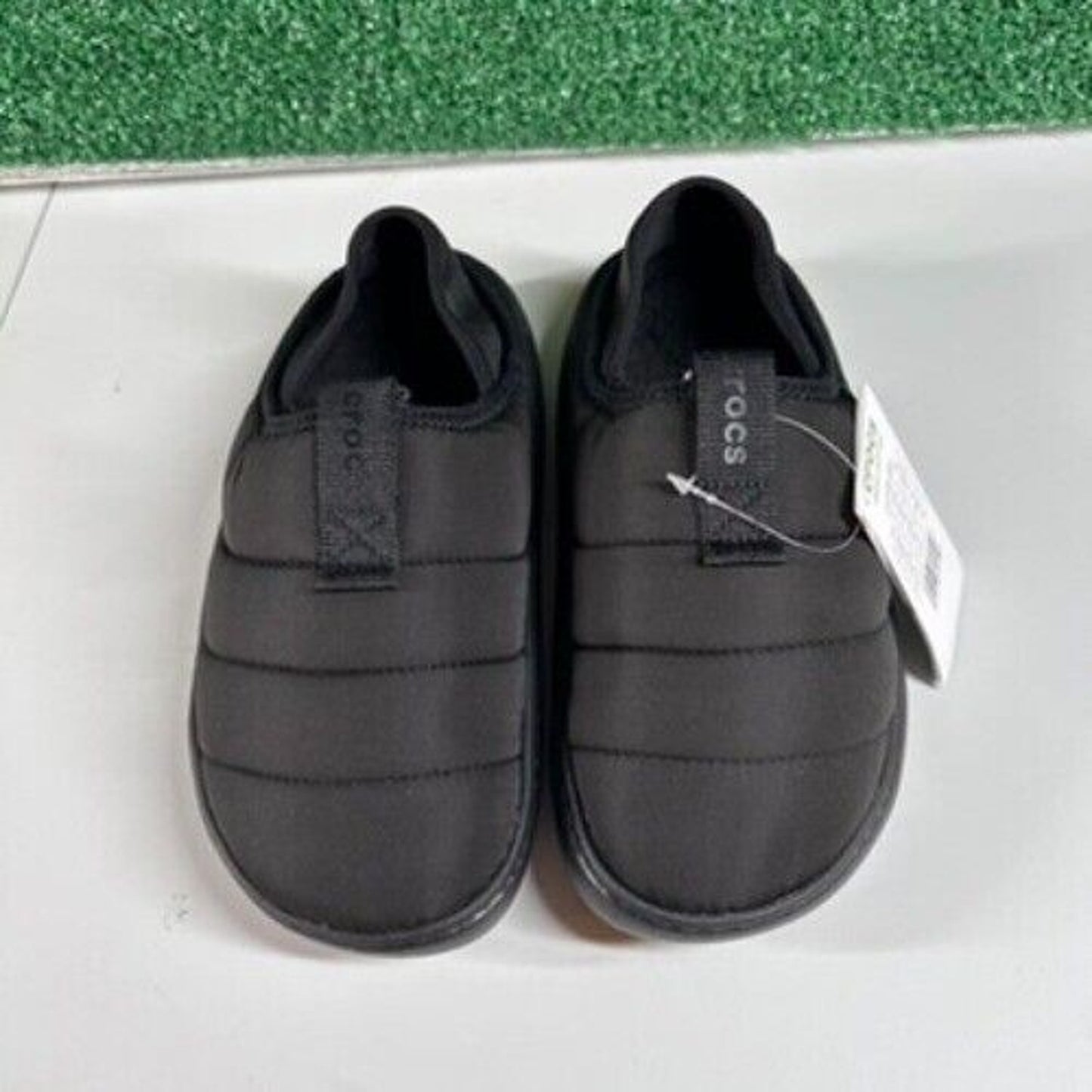 Crocs Classic Puff Mocs Black Slip On Casual Comfort Shoes Lined Womens 7 New