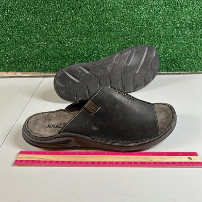 Josef Seibel Maverick 03 Leather Slides Sandals Comfort Black Mens 8/8.5 / 44EU