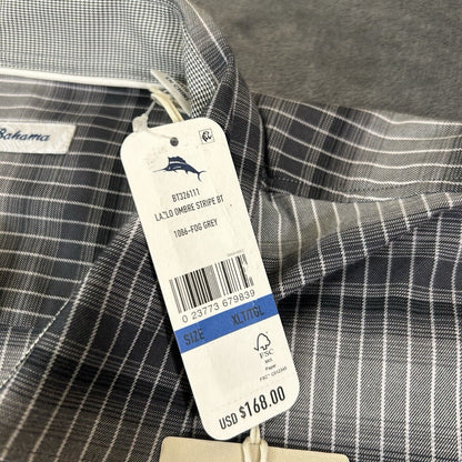 Tommy Bahama Shirt Mens XLT Gray Black Lazlo Ombre Stripe Button Up LS NEW $168