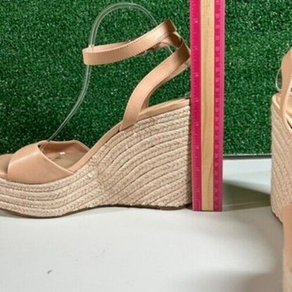 Gianni Bini Platform Espadrille Wedge Sandals Ankle Strap Beige Womens 11 M