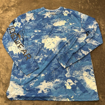 Cabelas Guidewear Shirt Men Medium Blue Camo Long Sleeve Casual Outdoor Athletic