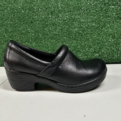 Born Boc Nadiyya Clogs Womens 8.5 M Black Pebbled Leather Shoes Slip On Nurse
