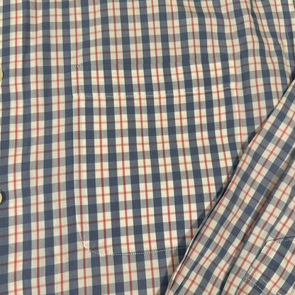 Fairway Greene Shirt Mens Large Blue White Red Check Button Up Long Sleeve Golf
