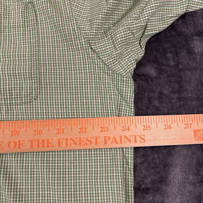 Wrangler Shirt Mens Large Green White Check Button Up Short Sleeve Western