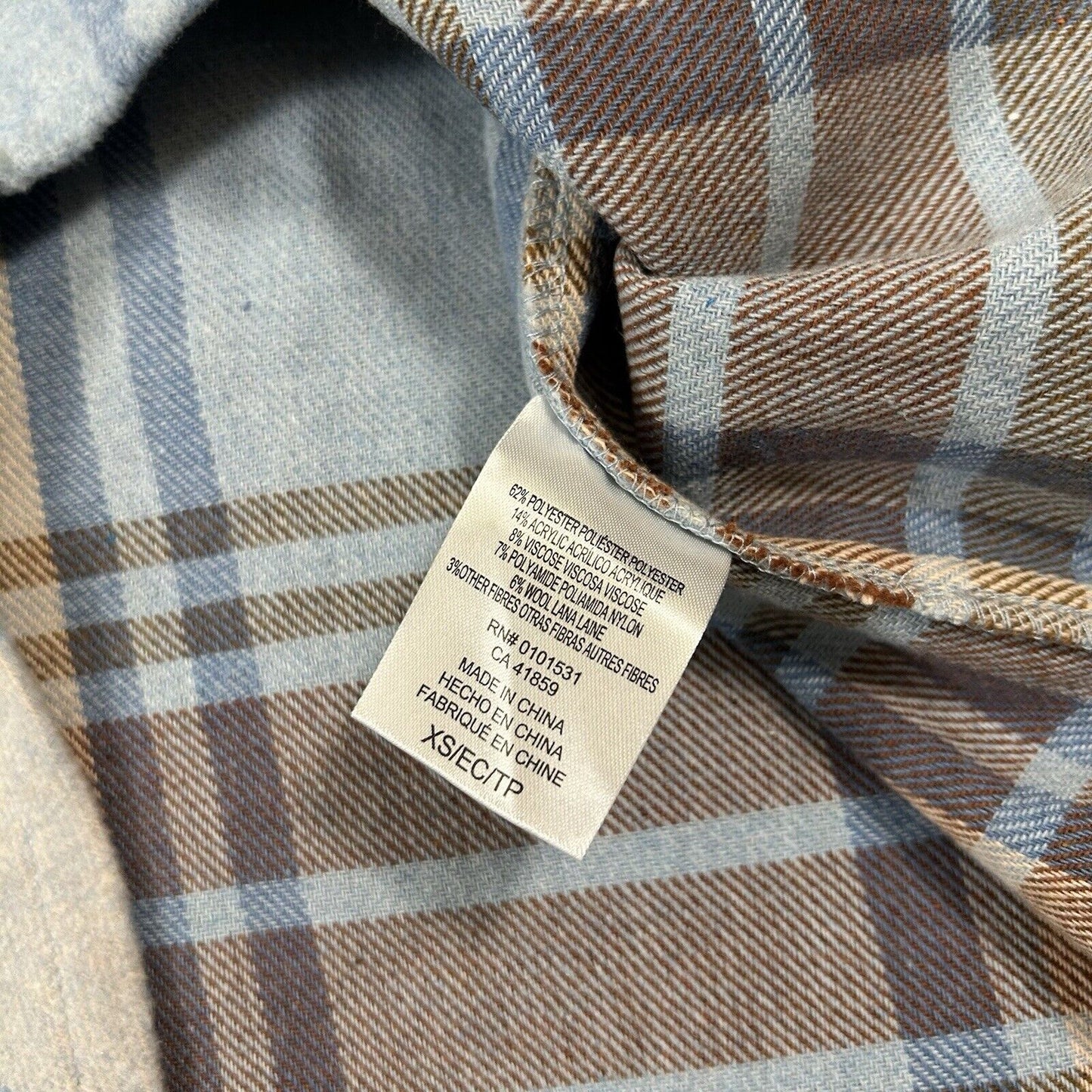 Ford Bronco Flannel Shirt Womens Extra Small Blue Plaid Button Up Long Sleeve